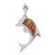 Pendentif Argent en forme de dauphin avec perle d'Ambre