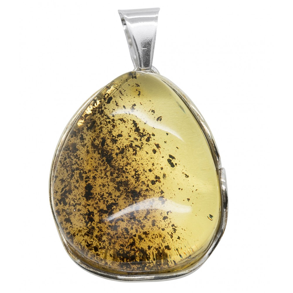 Pendentif Ambre Vintage Argent Massif – Bijou Ancien – Collier Vermeil