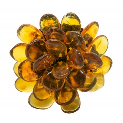 Anello in fiore ambra color miele a forma di
